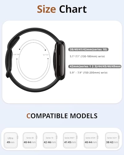 Image of MINX Soft Silicone Strap Compatible with Apple Watch 38mm /40mm /41mm /42mm /44mm /45mm /46mm /49mm Series 1-11 & Ultra | Durable, Adjustable & Comfortable | Combo Pack