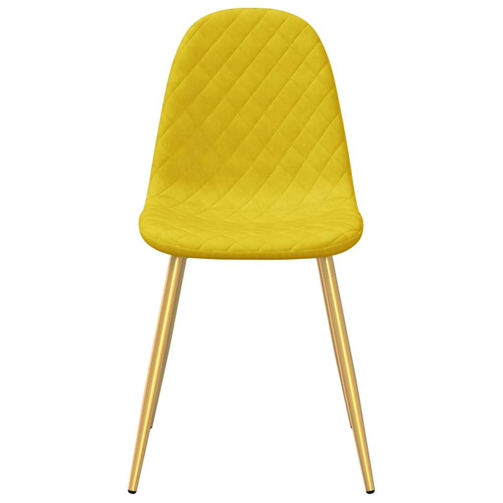 Lot de 4 Chaises à Manger Jaune Moutarde Velours