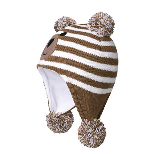 Image of Toddler Infant Winter Hat with Earflap Knit Warm Beanie Fleece Lined Hat for Baby Boys Girls