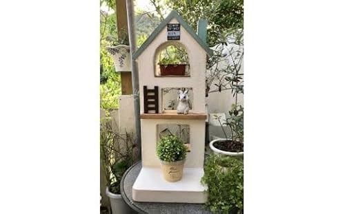 [Moon Rabbit]3階建てのお家スタンド | ガーデン 雑貨 庭 ガーデニング 屋外 飾り棚 インテリア雑貨 花台 フレンチナチュラル