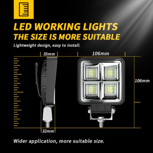 Image of AUTOPOWERZ 64 LED 128W Fog Lamp | Square Flood Driving Light | 12V-80V DC White Beam | Universal for Car, Off-Road Truck, Jeep, SUV, ATV, UTV | Durable Waterproof Lamp | 1 Pack