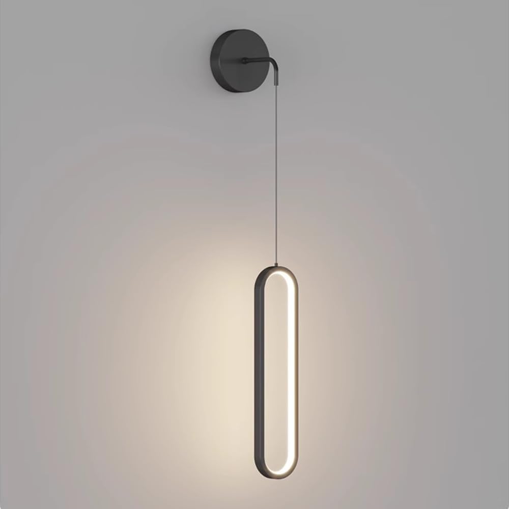 Wall Sconces, Modern Wall Lamp led, altitude Adjustable metal Lighting Fixture 18W elliptical Creative for Indoor Bedroom Living Room 3000K Warm White 6000K Cold white Decorative Corridor (Black)