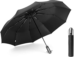 Dravizon Folding Umbrella Windproof and Waterproof Umbrella, Automatic Sun Rain Travel Umbrella with Ergonomic Handle, 3 in 1 Automatic Open Close, Strong Folding Umbrella, Black