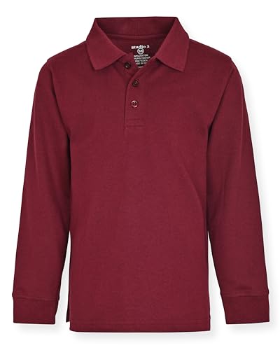 Image of Studio 3 Boy's - 4-Pack School Uniform Short and Long Sleeve Pique Polo Shirts