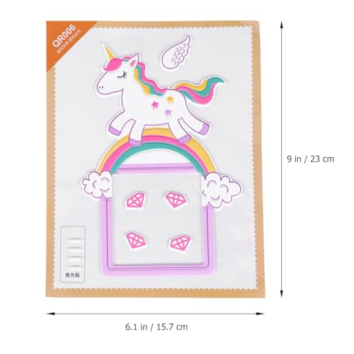 Adhesivo de pared unicornio 3D luminoso con efecto fosforescente miniatura 2