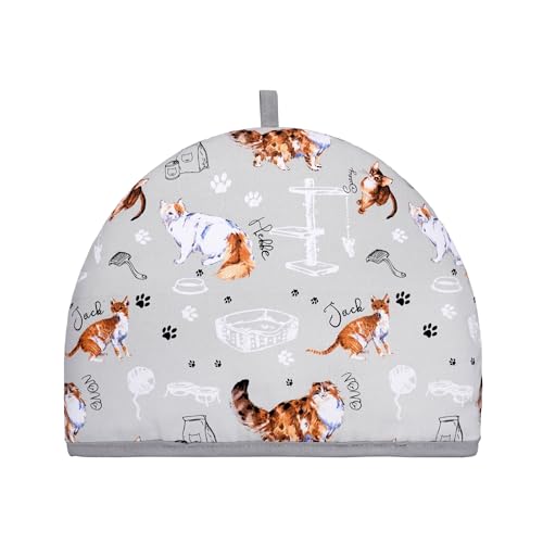 Calentador de tetera para té pequeño, mediano y grande, 6 tazas aisladas, 35 x 27 x 3 cm, ideal como regalo de cumpleaños, Navidad, cocina, regalo para el hogar, bonitos gatos a la moda