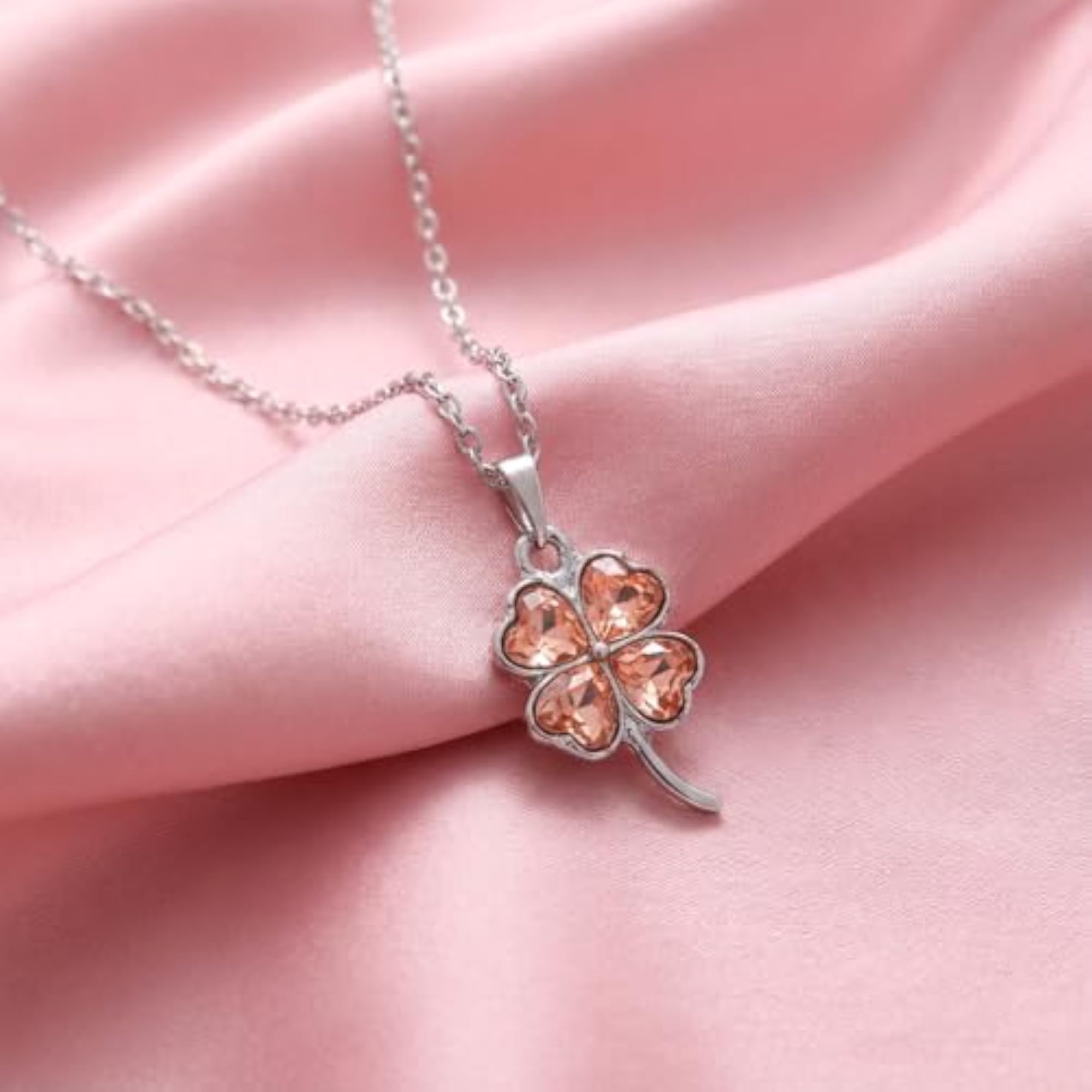 Koeane Crystal Four Leaf Clover Pendant Necklace