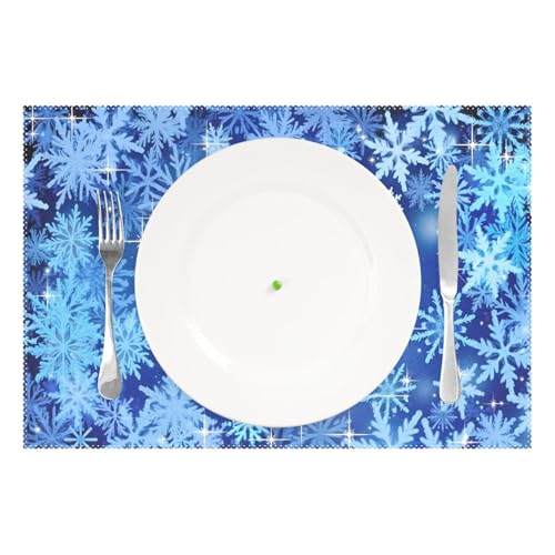 Sets de table de Noël bleus ALAZA lavables pour protéger votre table