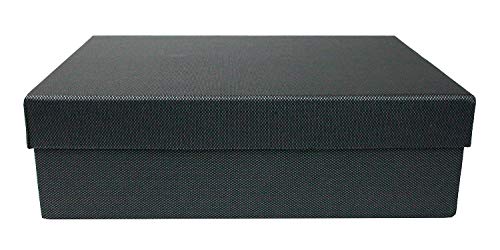 Emartbuy Boîte-Cadeau de Présentation En Forme de Rectangle de Luxe Rigide, 24,5 cm * 17 cm * 6,5 cm, Boîte Noire Texturée Avec Couvercle Noir et Intérieur Imprimé
