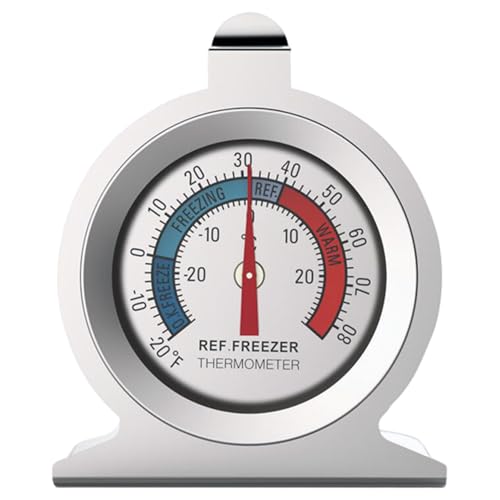 12Pcs Refrigerator Thermometer, Stainless Steel Fridge Thermometer with Multi Holes, Large Dial Indicator Internal Temperature Gauge for Kitchen Refrigerator