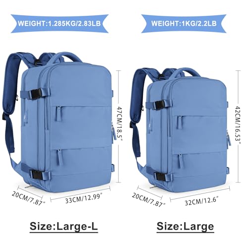 coowoz Large Travel Backpack for Women Men,Carry On Backpack,Hiking Backpack Outdoor Sports Rucksack Casual Daypack Travel Essentials Sky Blue - Image 3