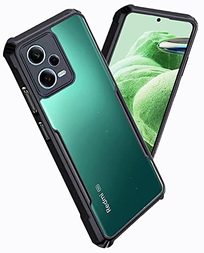 Image of A rtistque Clear Hard Back Cover for Redmi Note 12 5G /Poco X5 5G Transparent Acrylic Armor Anti-Drop Shockproof TPU Edge Back Cover Case for Redmi Note 12 5G /Poco X5 5G - Black