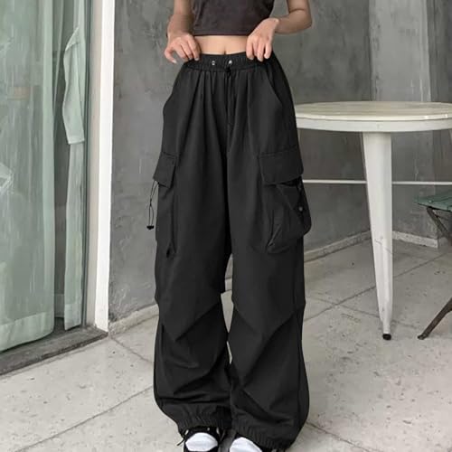 Uillui Womens High Waist Baggy Cargo Pants Loose Fit Straight Wide Leg Y2K Teen Girls Fashion Parachute Pants Trendy Joggers2
