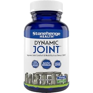 Stonehenge Health Dynamic Joint Health Supplement – Fast-Acting Support with AprèsFlex® Boswellia, MSM, Multi-Type Collagen, Turmeric, Bromelain, Vitamins C & D3 – Supports Joint Comfort – 60 Capsules