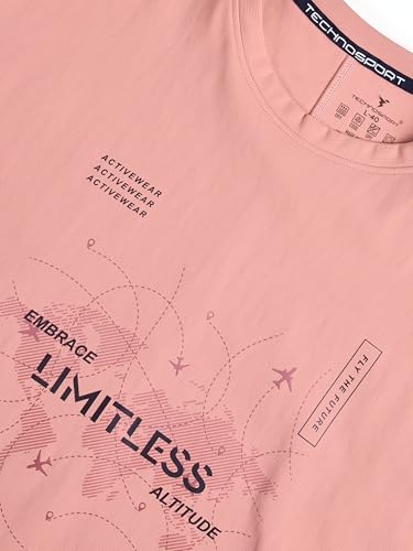 Image of TECHNOSPORT Men's Oversized Fit Half Sleeve Crew Neck T-Shirt, ELASTO Plus Quick Dry Moisture Wicking Stretchable Sports Gym and Casual Wear