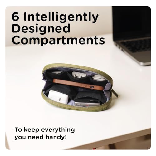 Image of eo Tech Organizer Pouch for Travel | Cable Organiser Bag for Charger, Laptop Accessories, Gadget, Electronics, Power Bank, Toiletry & Personal Care Storage Case (Green, Tech Pouch)