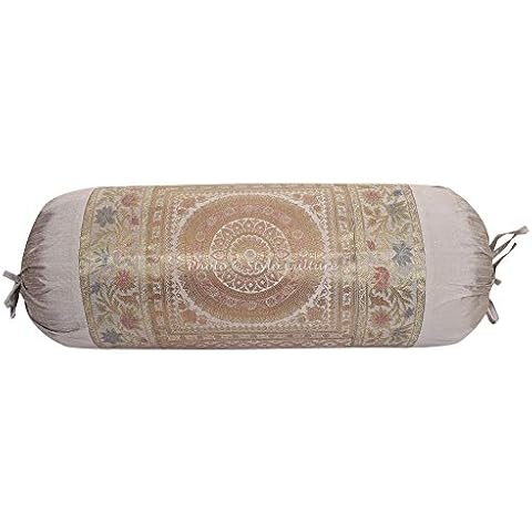 Stylo Culture Grey Mandala Yoga Bolster Cover Cover