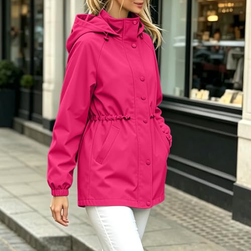 Chaqueta impermeable mujer resistente al viento con capucha transpirable holgada 3