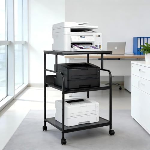 GCCSJ Large Printer Stand，3 Tier Printer Cart with Adjustable Sto...