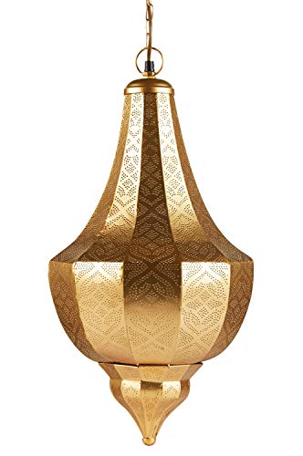 Orientalische Lampe Pendelleuchte Gold Kanita 50cm E27 Lampenfassung | Marokkanische Design Hängeleuchte Leuchte aus… – Bild 3