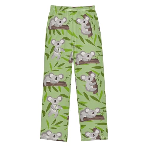 Koala Leaves Boys Long Pants Soft Trousers Elastic Waist Kids Lounge Bottoms with Pockets S-XL