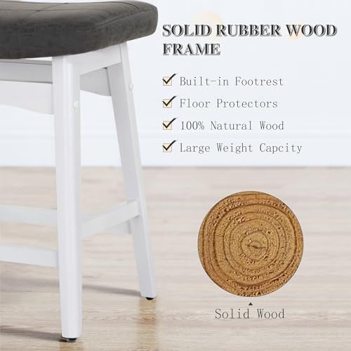 Image of PHI VILLA Counter Height Bar Stools Set of 4, Solid Wood Barstools