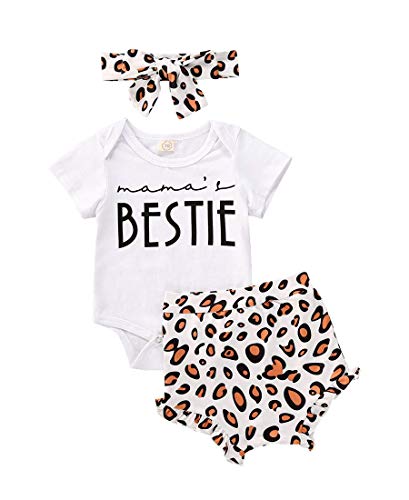 Image of Newborn Baby Girls Clothes Daddy Saying Top Printed T-Shirt Leopard Pants+Headband Sweatshirt Outfit Set