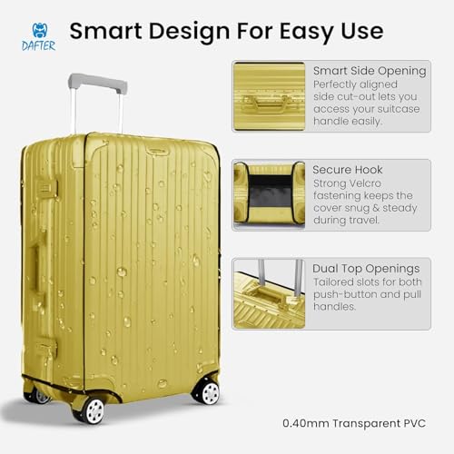 Image of DAFTER PVC Transparent Luggage Trolley Waterproof Cover Pack of 3 for (22, 26, 30 Inches) Suitcases | Dustproof Suitcase Protector with Zipper for Hard Luggage