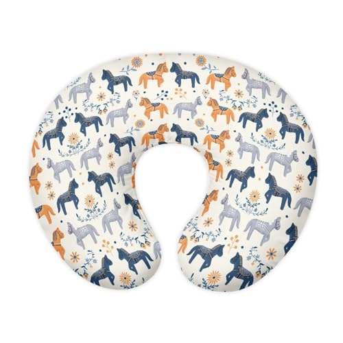 XXQGOMG Floral Horse Breast Feeding Pillows for Babies Boys & Girls Soft Breathable Nursing Pillow Case U Shaped Nursing Pillow Slipcovers for Breastfeeding Mom