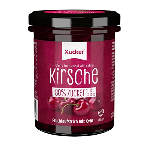 Xucker Fruchtaufstrich Kirsche mit Xylit - Fruchtiger Brotaufstrich mit Xylitol I 74% Fruchtgehalt I vegan & zuckerreduziert 220g