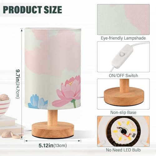 Lámpara de mesa pequeña flores azul y rosa miniatura 3