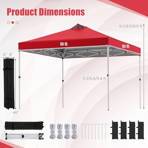 Image of Tangkula 10 x10 Ft Pop Up Canopy with Center Lock