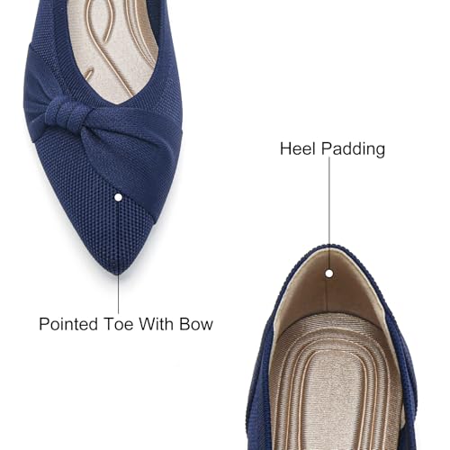 Image of HIULYCENCE Pointed Toe Flats for Women Ballet Flats | Comfortable Dressy Knit Lightweight Casual for Work Office Womens Flats