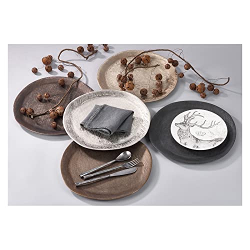 Gold-Tone-Brushed-Aluminum-Fine-Dining-Holiday-Special-Occasion-Plate-Charger-13-Round-set-of-4