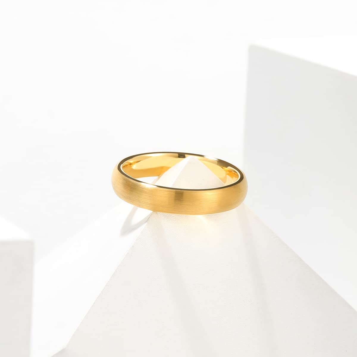 King Will Wolframkarbid Ring für Männer und Frauen, 4mm/6mm/7mm – Schwarz Silber, gebürstet, gewölbt, komfortable Passform, klassischer Ehering und Partnerring