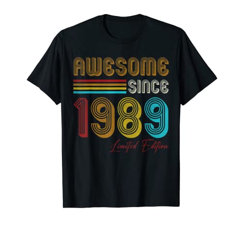 34th Birthday Gifts For Men Women Awesome Since 1989 Camiseta