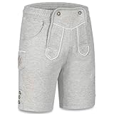 STEIGENHÖFER Men’s Lederhosen Sweatpants – Lederhosen Look for Oktoberfest – Traditional German Leather Outfit – Traditionally Embroidered – Grey – L