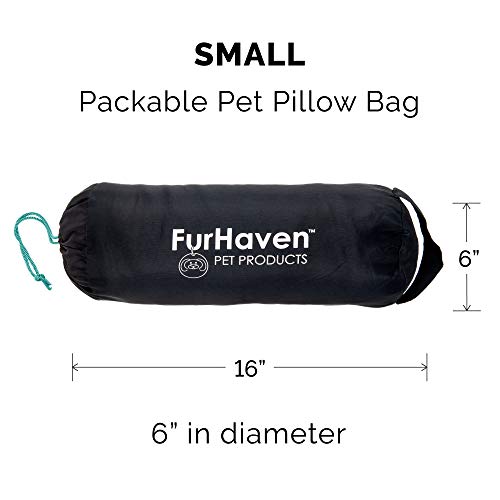 Furhaven Small Dog Bed Trail Pup Travel Pillow Mat W/ Stuff Sack, Washable - Aqua/Granite Gray, Small #TOP3