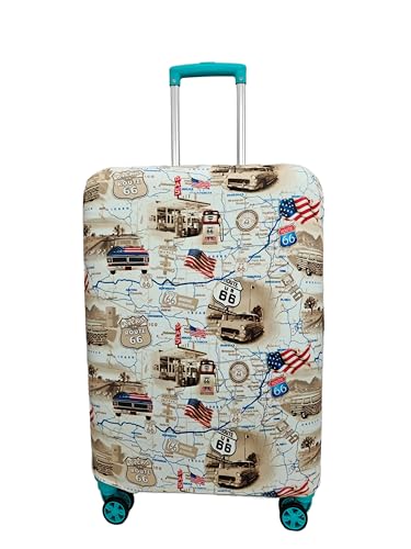 Image of Printed Travel Luggage Cover for Suitcase - Stretchable & Scratchproof Trolley Bag Protector (1, American Maps, Small)