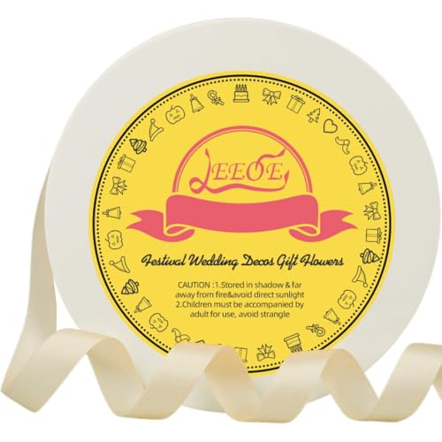 Image of Double Face Ivory Satin Ribbon 1 /2 inch X 50 Yards Polyester Ivory Ribbon for Gift Wrapping Very Suitable for Weddings Party Hair Bow Invitation Decorations and More