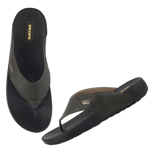Image of WELCOME Soft Men's Slippers with Cushion FootBed for Adult | Comfortable & Light Weight | Stylish & Anti-Skid | Waterproof & Regular Flip Flops for Gents /Boys