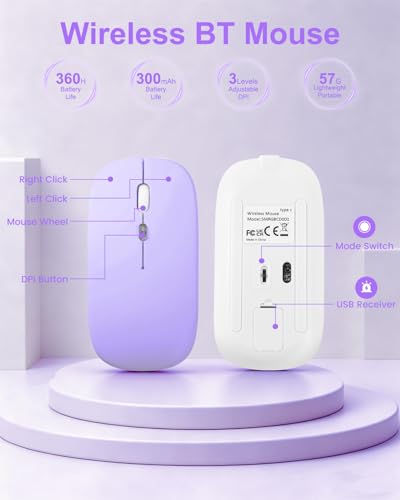 Image of EAMPANG Case with Keyboard Mouse for Samsung Galaxy Tab S10 Lite /S10 FE 5G /S9 FE 10.9 Inch /S9 11 Inch,7 Color Rainbow Backlit Detachable USB-C Keypad Magnetic Cover with Pencil Holder Purple