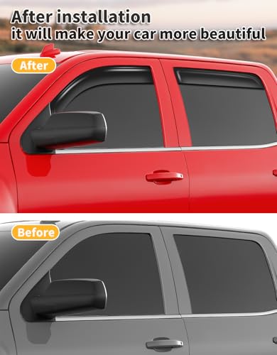 Image of Window Visors Rain Guards for Chevy Silverado /GMC Sierra Crew Cab 2014-2018 | Saleago,in-Channel,Extra-Thick,Extra Durable,Window Deflectors,Vent Visors,Vent Shades,Truck Accessories,Polycarbonate (PC)