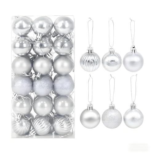 Weihnachtsbaumkugeln Silber, 36 Stück 4cm Kunststoff...