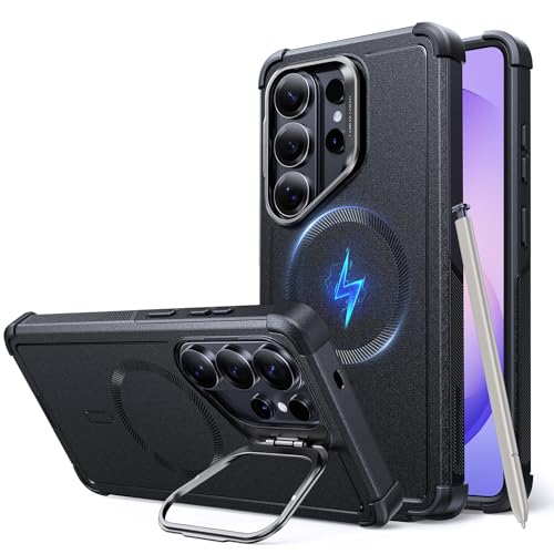 ESR for Samsung Galaxy S26 Ultra Phone Case with Stash Stand 7X Military-Grade Drop Protection Shock-Absorbing Rugged Cover Compatible with MagSafe Accessories Cyber Series Black