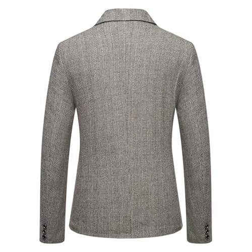 Men's Four-Season Casual Suit Jacket, Long-Sleeved, Classic Single-Button, Retro Plaid Blazer3