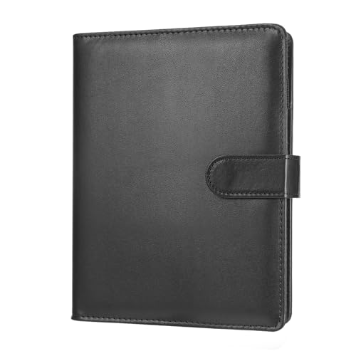 JIANTA Ringbuch A6 Binder 6 Loch nachfüllbar aus Kunstleder Budget Planner mit Innertaschen Budget Notebook Binder Shwarz(ohne Innenpapier)