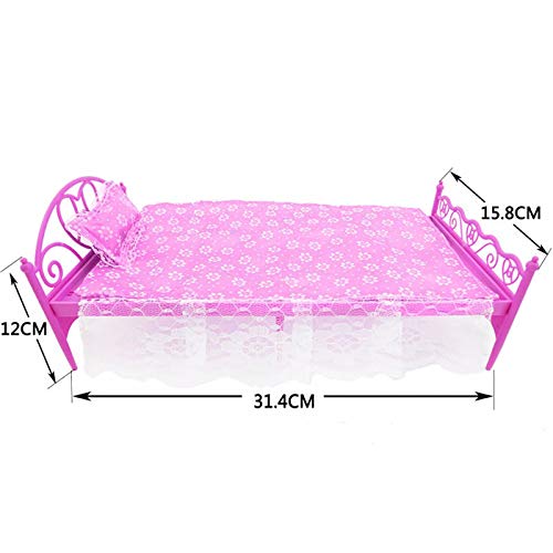 Yudanny 8 Pièces/Ensemble Accessoires de Meubles de Princesse Ensemble de Commode-Cadeau + Ensemble de Canapé + Ensemble de Lit + Cintres pour Poupée Barbie de Chambre à Coucher – Image 7
