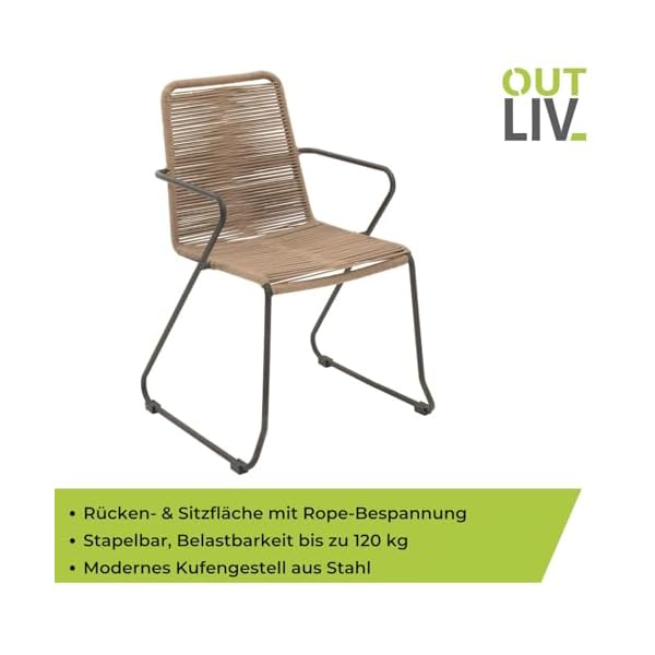 OUTLIV. Maranello Stapelsessel Stahl Rope Anthrazit Taupe
