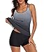 MARZXIN Tankini Swimsuit for Women Floral Two Piece Bathing Suit Tank Top Swimwear with Boyshorts Gradient Grey L